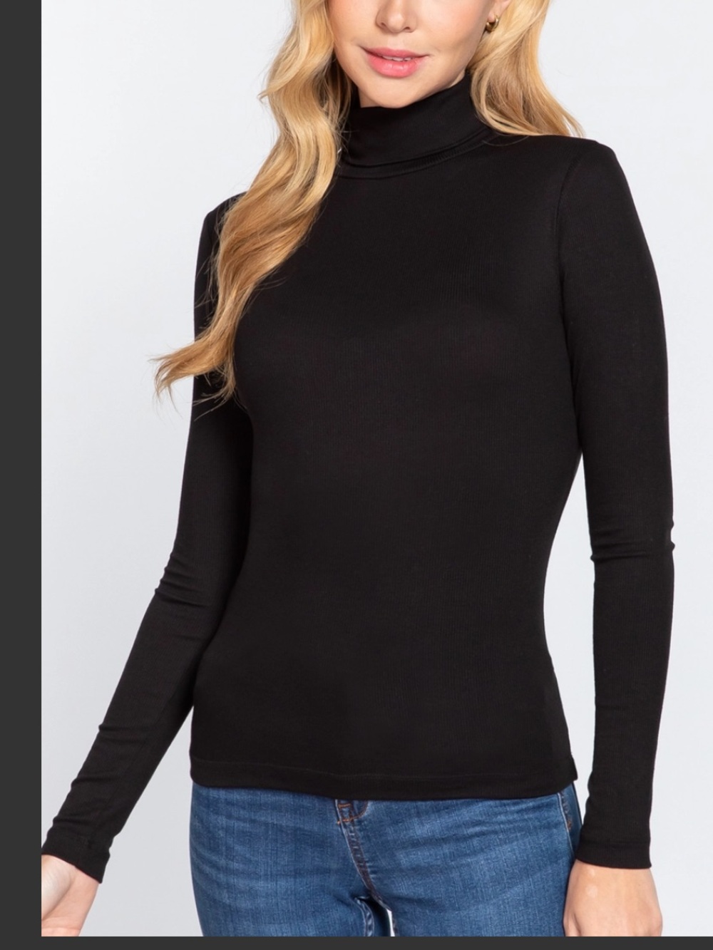 Active USA Black Long Sleeve Turtle Nexk Top New